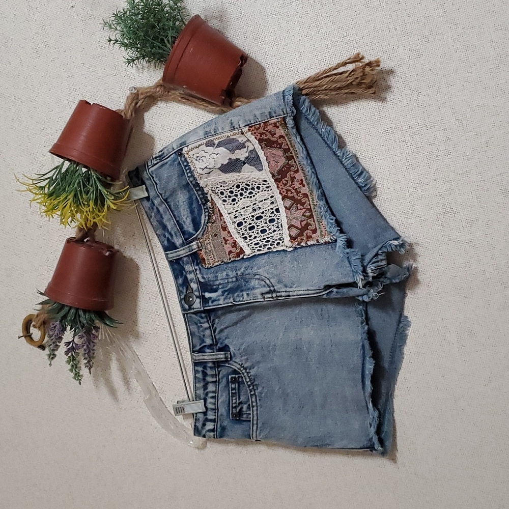 BONGO Printed front denim short 7
